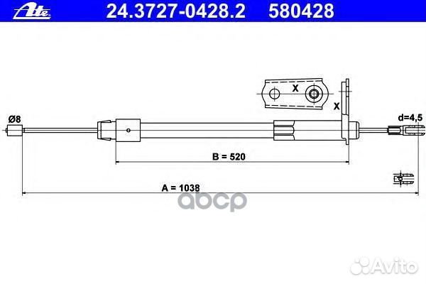 Трос стояночного тормоза 24372704282 Ate