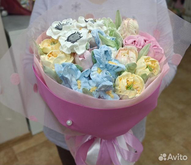 Букет из зефира, коробка с зефирными цветами