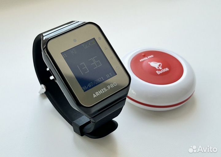 Кнопка вызова персонала белая/красная и пейджер