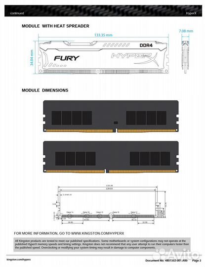 Kingston Fury HyperX ddr4 16gb 2400 (2х8gb)