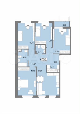 4-к. квартира, 119 м², 9/12 эт.