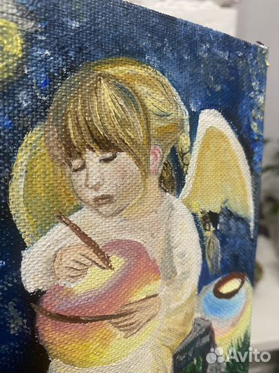 Картина маслом маленький ангелочек