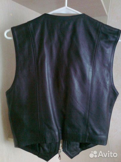 Кожаный женский жилет, новый
