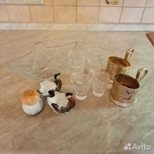 Хрустальная посуда СССР, подстаканники пакетом