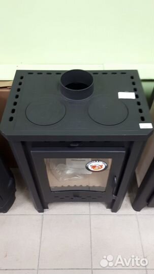 Печь-камин Бавария с чугунной плитой с теплообменн