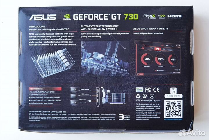 Видеокарта asus GeForce GT 730 Silent LP