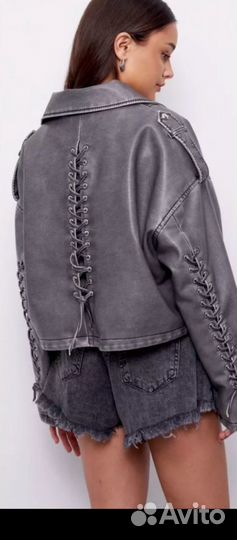 Кожаная куртка косуха оверсайз