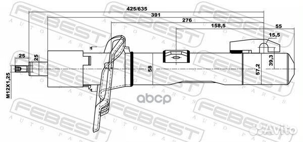 Амортизатор передний LR ford transit 2014- febest