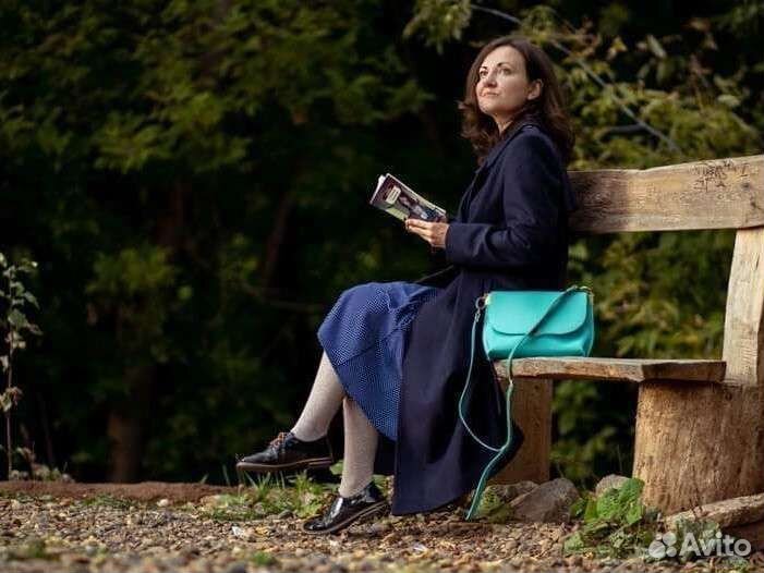 Сумка кожаная цвета мяты