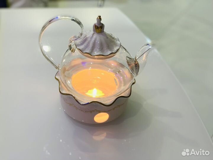 Чайник заварочный стеклянный с подставкой