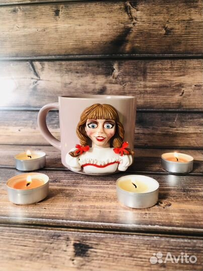 Кружка «Анабель» декор из полимерной глины