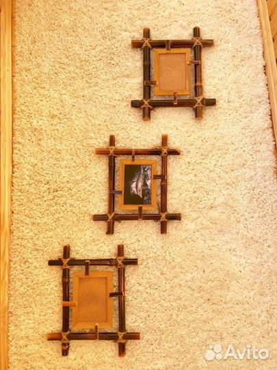 Фоторамки бамбук натуральный комплект из 3 шт