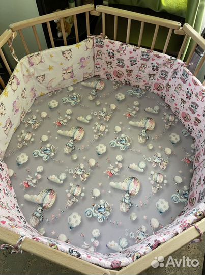 Детский манеж из натурального дерева 123х123см