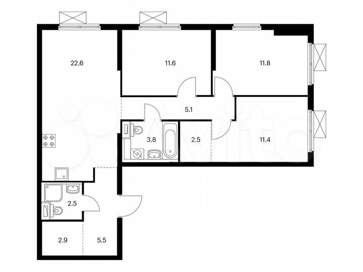 3-к. квартира, 79,7 м², 5/25 эт.