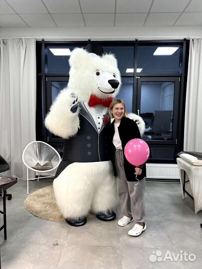 Белый медведь ростовая кукла 2.2 метр поздравление