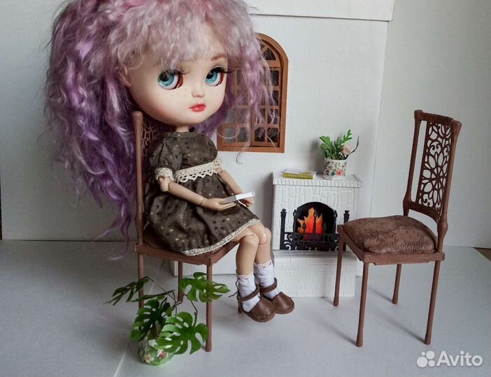 Камин и стулья для кукол барби и блайз