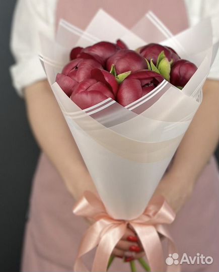 Букет Пионов. Красные Пионы Ред Шарм, 5 шт