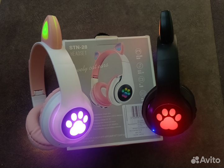 Беспроводные наушники с ушками светящиеся