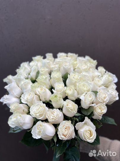 Букет 55 белых роз