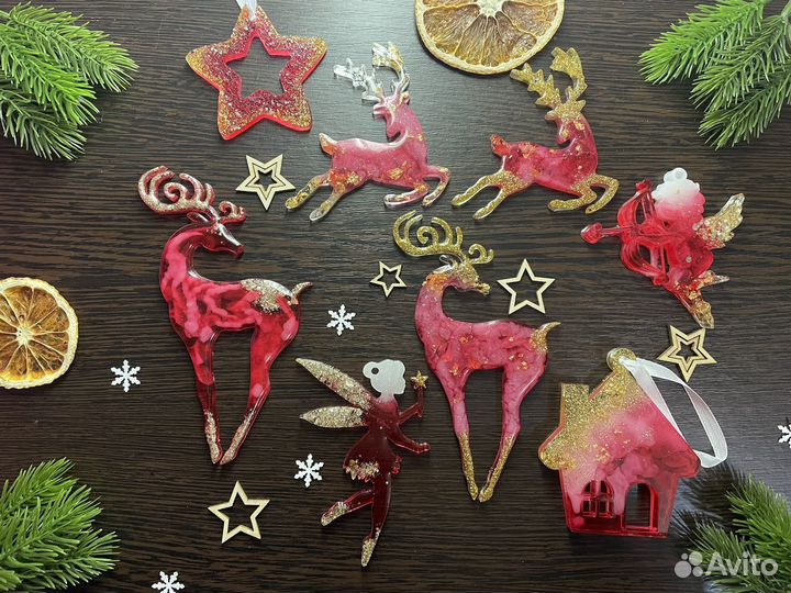 Елочные игрушки из эпоксидной смолы