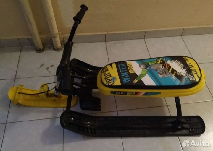 Крутой усиленный снегокат с моторулем/1-2 ребёнка)