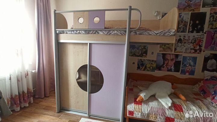 Кровать двухярусная-чердак домик-шкаф