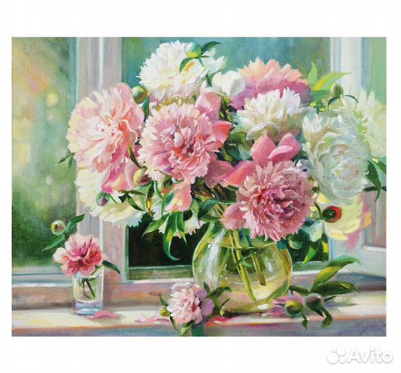 Картина по номерам 4050 см, остров сокровищ «Пионы