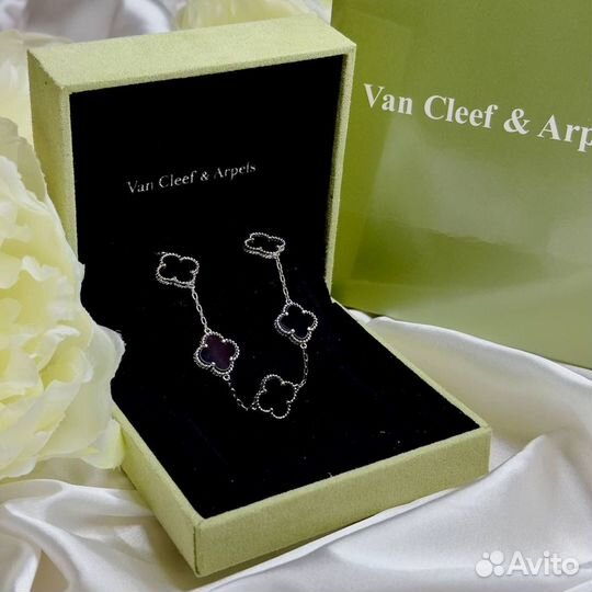 Комплект Van Cleef оникс в серебре