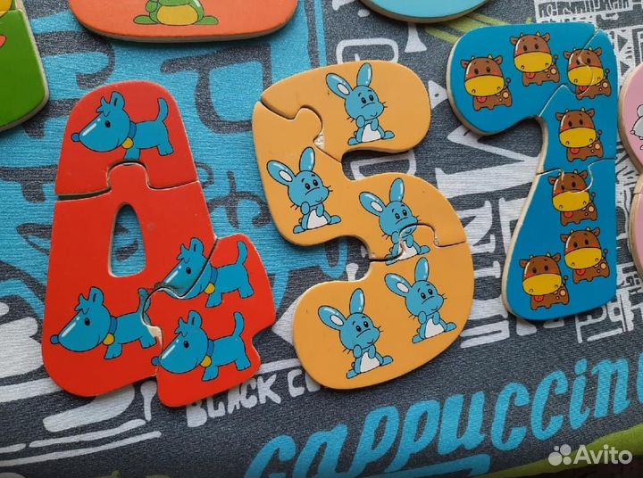 Деревянный пазл, цифры