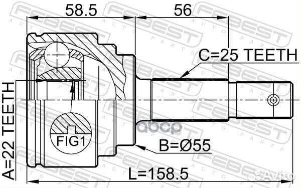 Шрус наружный 22x55x25 (nissan almera N16 (UKP)