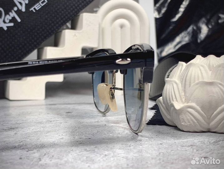 Очки Ray Ban Клабмастер серебристые