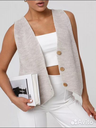 Жилет вязаный женский оверсайз