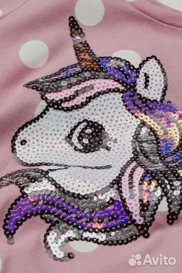 Новый лонгслив H&M кофточка с единорогом пайетки