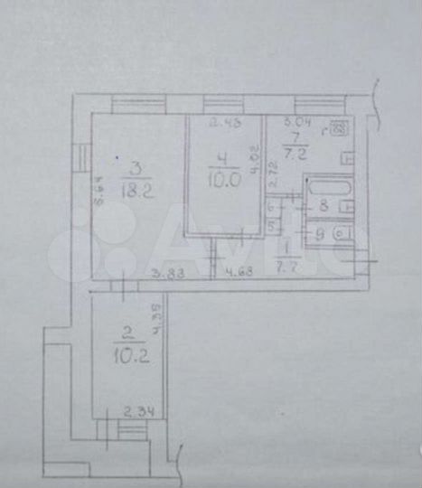 3-к. квартира, 59 м², 5/9 эт.