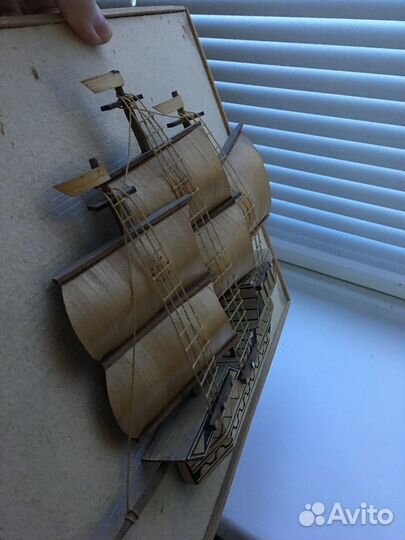 Парусник панно из соломки 1978 год