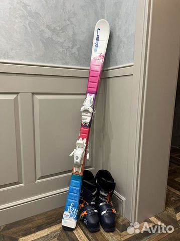 Горные лыжи и ботинки детские 24,5 размер, 140 см