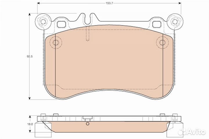 Колодки тормозные задние 153,7*92,5