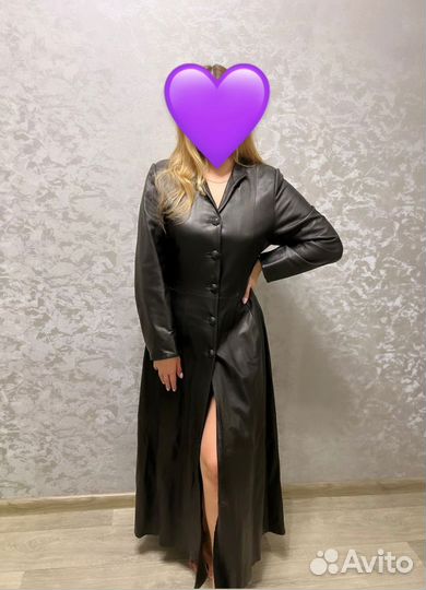 Кожаный плащ женский 48 50
