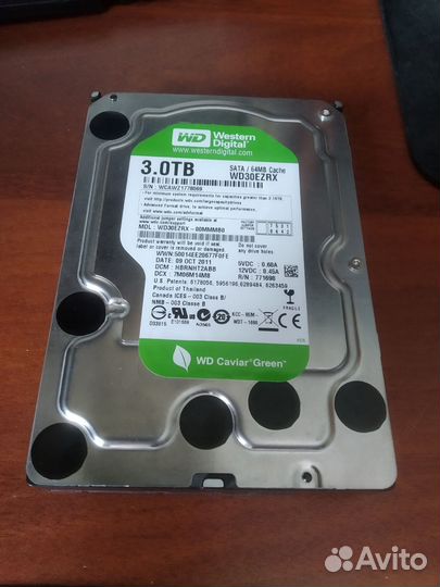 Жесткий диск 3TB Western Digital Green самый тихий