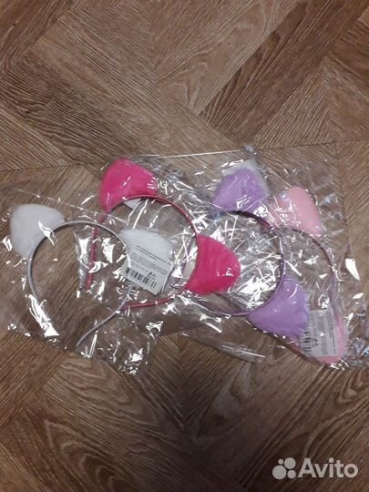 Ушки новогодние, карнавальные, разноцветные