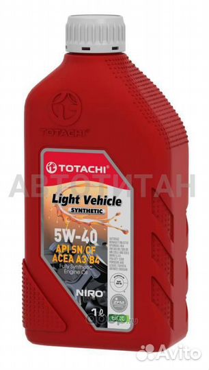 Масло моторное totachi niro LV Synthetic SN/CF 5W-40 1л (4589904523533 ) 19801