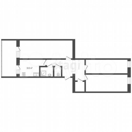 3-к. квартира, 58,6 м², 3/5 эт.