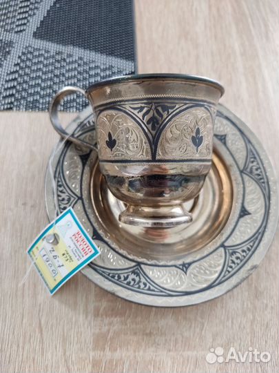 Чашка с блюдцем серебро