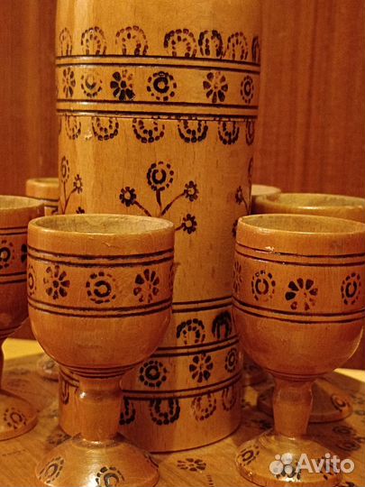 Деревянная посуда СССР Штоф+рюмки подарок