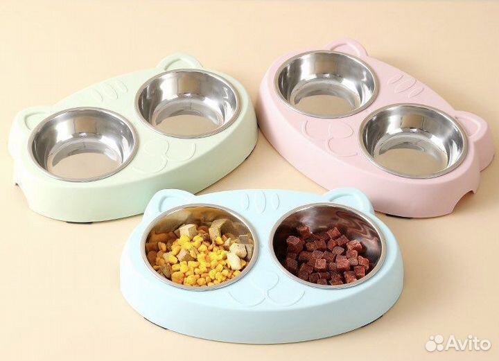 Миска двойная для животных, кошек, собак опт