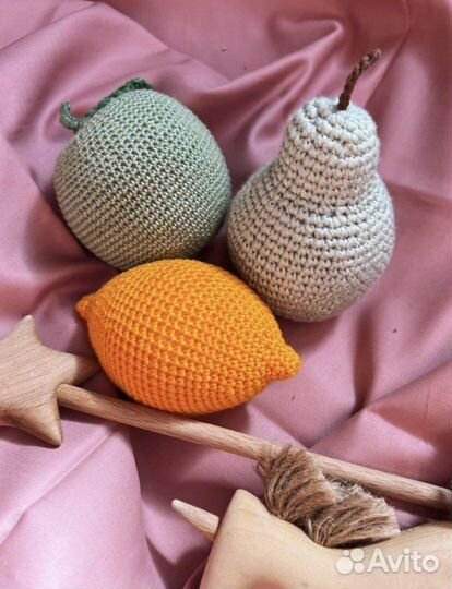 Мягкие вязаные игрушки Овощи и фрукты
