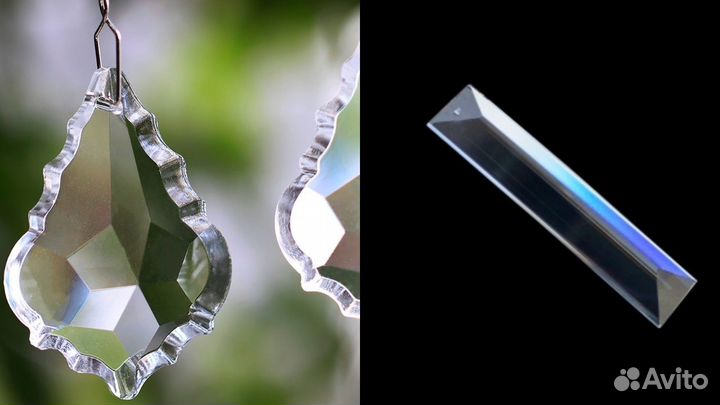 Хрустальные подвески, висюльки, листья, багеты