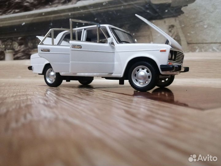 Ваз 2106 белая металлическая машинка шестерка