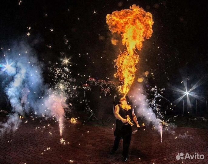 Церемония огненного сердца, фаер шоу и тяжелый дым