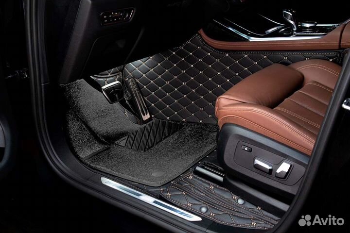 3D Коврики Тойота Ленд Крузер 100 Экокожа Салон Ба